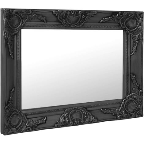 Miroir mural Luxueux, Miroir chambre, 50x40 cm Noir OIB8127E