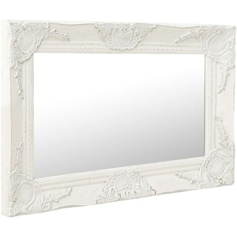 Miroir mural Luxueux, Miroir chambre, 60x40 cm Blanc OIB9100E