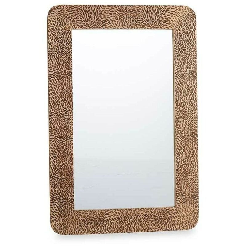 Gift Decor - Mirror de Wall Brown Wood de Handle Leaves 90 x 60 x 2 cm
