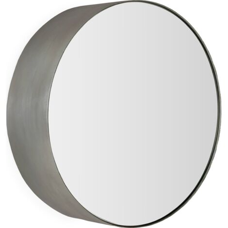 miroir mural métal finition nickel vieilli style industriel chic - nickel vieilli argent patiné