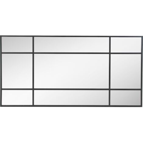 Miroir mural métal noir design industriel prêt à suspendre - noir effet verrière atelier