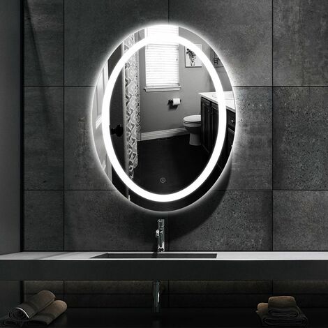 Miroir rétroéclairant LED 80 cm x 80 cm avec interrupteur sensitif ELEGANCE  - Creazur Pro
