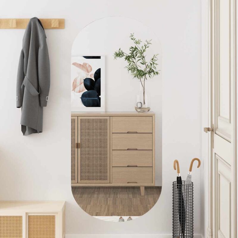 Miroir mural Miroir déco pour Salle de bain Salon Chambre ou Dressing 45x100 cm Verre Ovale 37747