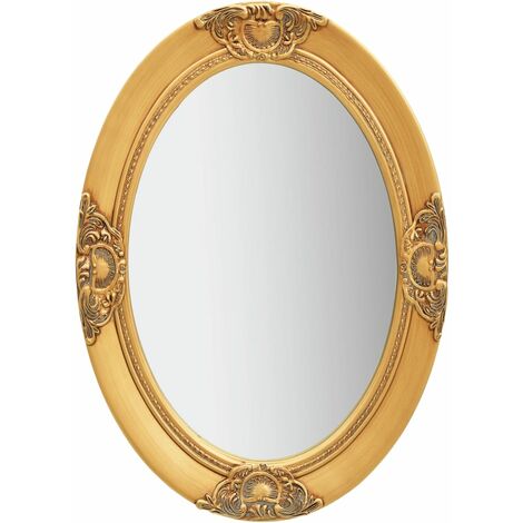Miroir mural, Miroir de maquillage, Miroir suspendu pour Vanité, Salle de Bain, Salon Chambre style baroque 50x70 cm Doré KIM5881