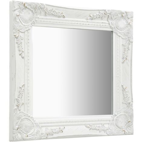 Miroir mural - Miroir de maquillage mural pour Salon,Chambre,Design Moderne style baroque 40x40 cm Blanc -53771