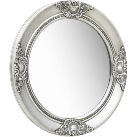 Miroir mural - Miroir de maquillage mural pour Salon,Chambre,Design Moderne style baroque 50 cm Argenté -10744