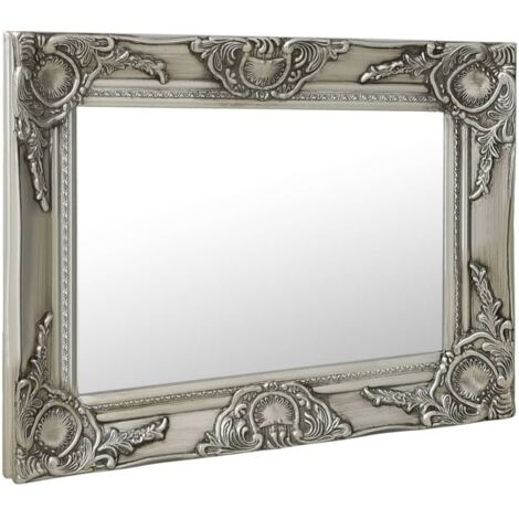 Miroir mural - Miroir de maquillage mural pour Salon,Chambre,Design Moderne style baroque 50x40 cm Argenté -75969