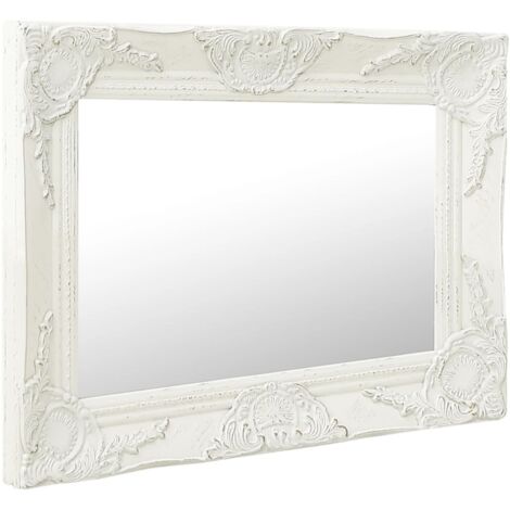Miroir mural - Miroir de maquillage mural pour Salon,Chambre,Design Moderne style baroque 50x40 cm Blanc -90078