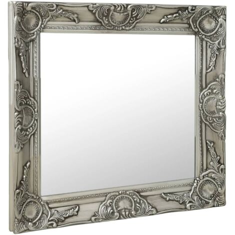 Miroir mural - Miroir de maquillage mural pour Salon,Chambre,Design Moderne style baroque 60x60 cm Argenté -22421