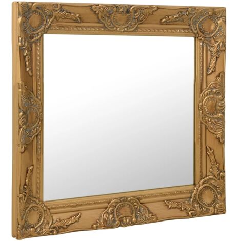 Miroir mural - Miroir de maquillage mural pour Salon,Chambre,Design Moderne style baroque 60x60 cm Doré -93798