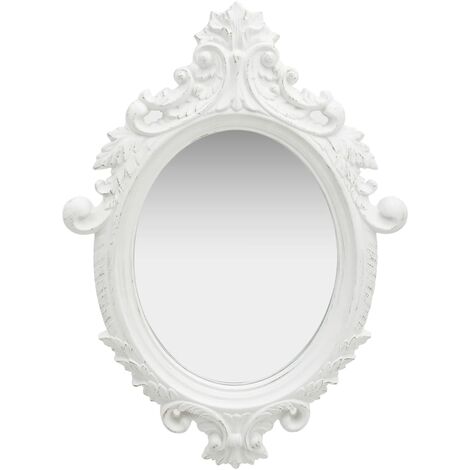 Miroir mural - Miroir de maquillage mural pour Salon,Chambre,Design Moderne style château 56x76 cm Blanc -37670