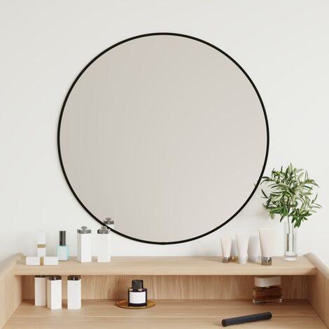 Miroir mural Miroir déco  Miroir Salon Noir Ø 60 cm Rond 79478