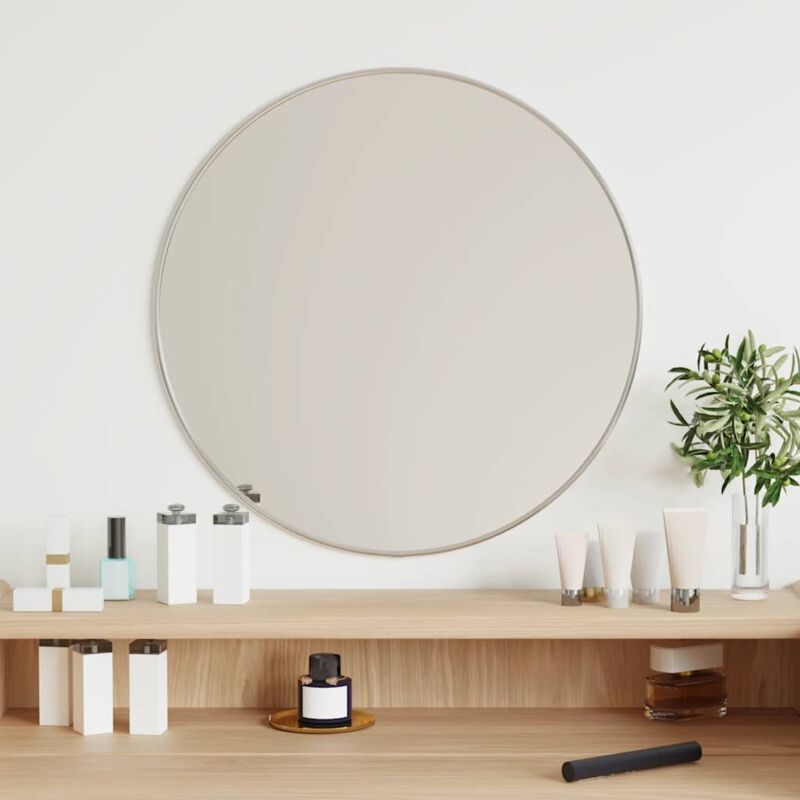 Maison Chic - Miroir mural Miroir déco pour Salle de bain Salon Chambre ou Dressing Argenté ø 50 cm Rond 78631