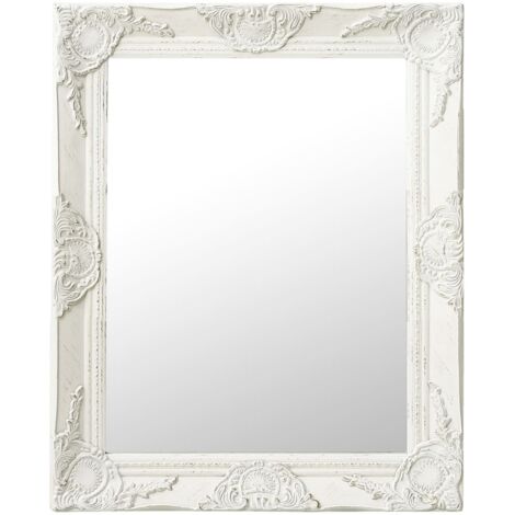 Miroir mural  Miroir déco pour Salle de bain，Salon，Chambre style baroque 50x60 cm Blanc DZNZN268285