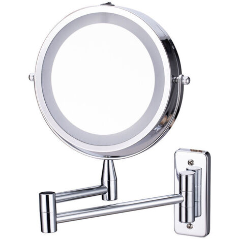 Miroir mural Miroir Lumineux à Bascule à LED, Transparent Double Face, Rotation Multi-Angle, Tactile dimmable, Pliage télescopique Finition Chromée pour Salle de Bain,Hotel - RWRépulsif pour insectes