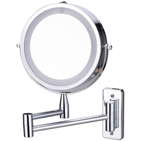 Miroir mural Miroir Lumineux à Bascule à LED, Transparent Double Face, Rotation Multi-Angle, Tactile dimmable, Pliage télescopique Finition Chromée pour Salle de Bain,Hotel - RWRépulsif pour insectes