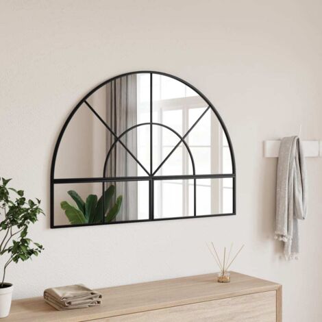 Miroir mural-Miroir Suspendu noir 100x70 cm arche fer 806060