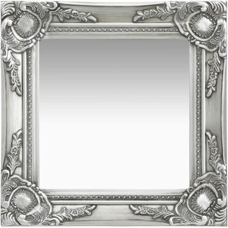 Miroir mural-Miroir Suspendu style baroque 40x40 cm Argenté 347318