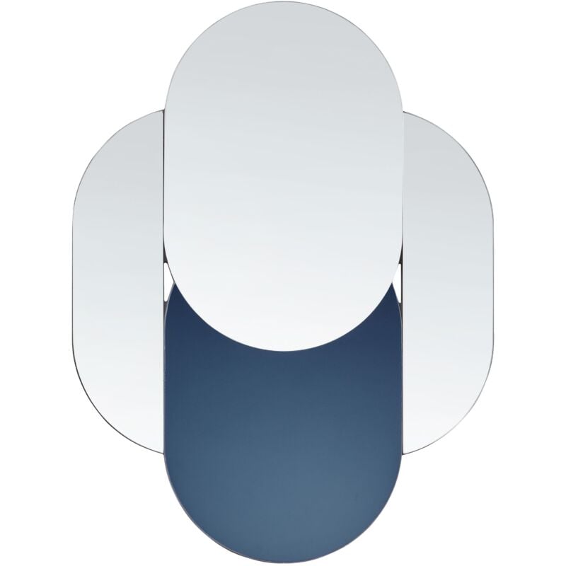 Beliani - Miroir Mural Moderne en mdf Crochets en Verre Forme Ronde Irrégulière Argenté et Bleu Chaillon