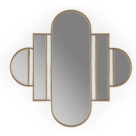 Miroir mural moderne métal doré ZIRA - L 84 x H 82cm