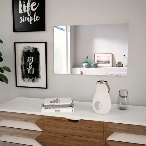 Miroir mural Moderne - Miroir de Maquillage - pour Salle de Bain, Salon, Chambre - 60 x 40 cm Rectangulaire Verre Chic-704102