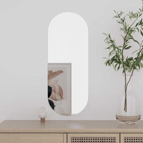 Miroir mural Moderne - Miroir de Maquillage - pour Salon, Chambre, Salle de Bain - 20x50 cm Verre Ovale Chic-579509