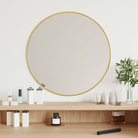 Miroir mural Moderne - Miroir de Maquillage - pour Salon, Chambre, Salle de Bain - Doré Ø 50 cm Rond Chic-133429
