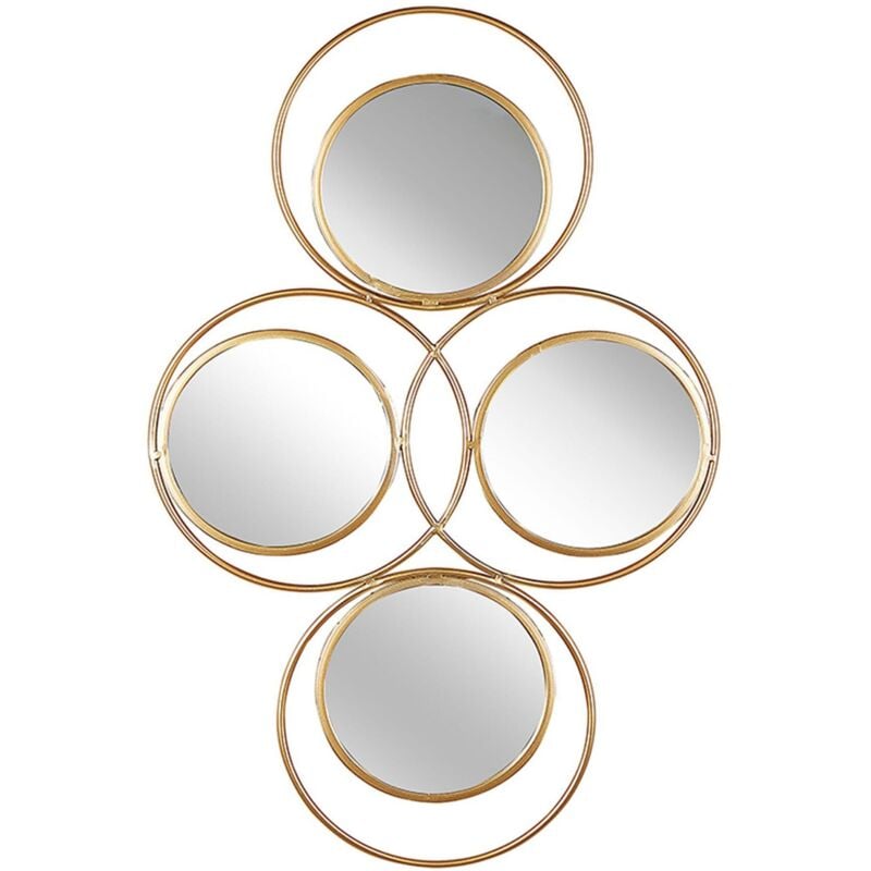 Beliani - Miroir Design Multi Décoration Murale Composée de 4 Miroirs Ronds Dorés pour Chambre ou Salon Moderne et Glamour