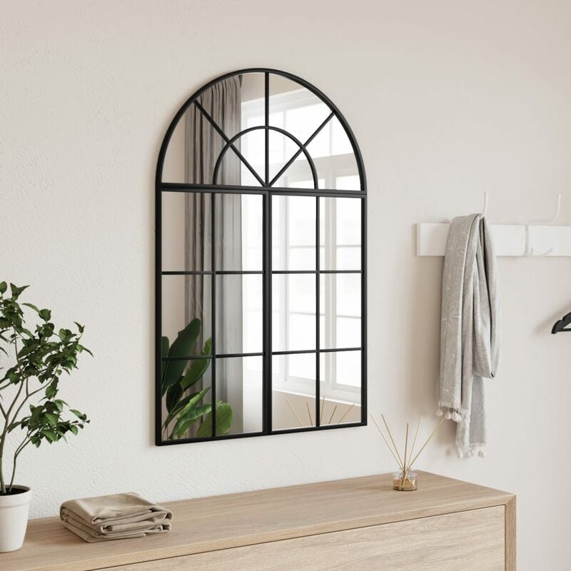 Vidaxl - Miroir mural, Miroir décoratif noir 60x90 cm arche fer