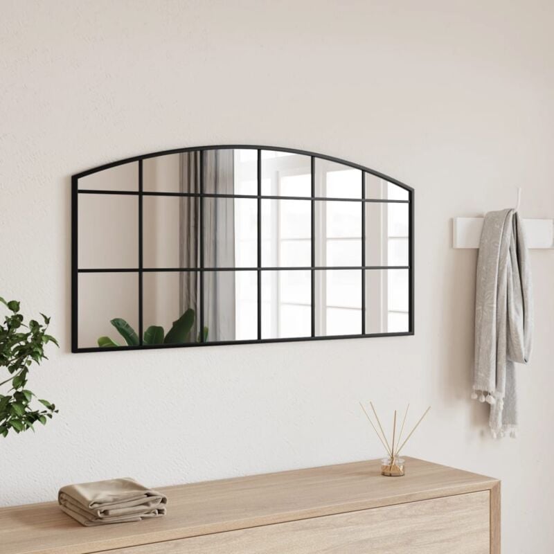 Vidaxl - Miroir mural noir 100x50 cm arche fer