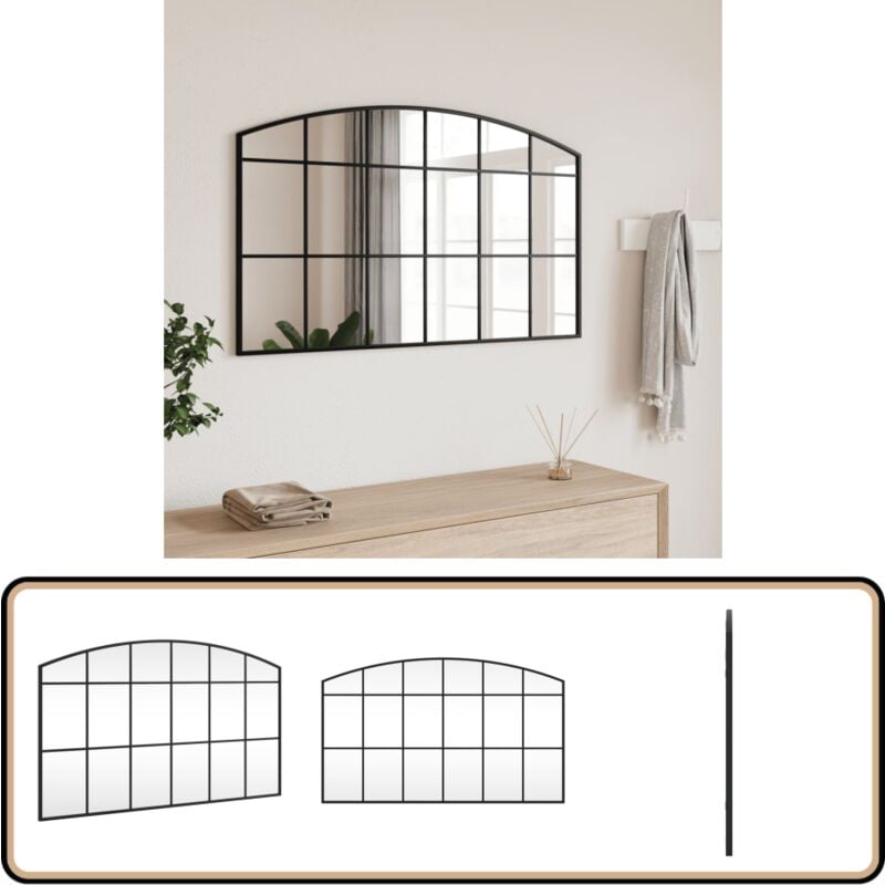 Miroir mural noir 100x60 cm arche fer - Miroir Mural - Miroir Design - Miroir Noir - Miroir Moderne - Décoration Murale