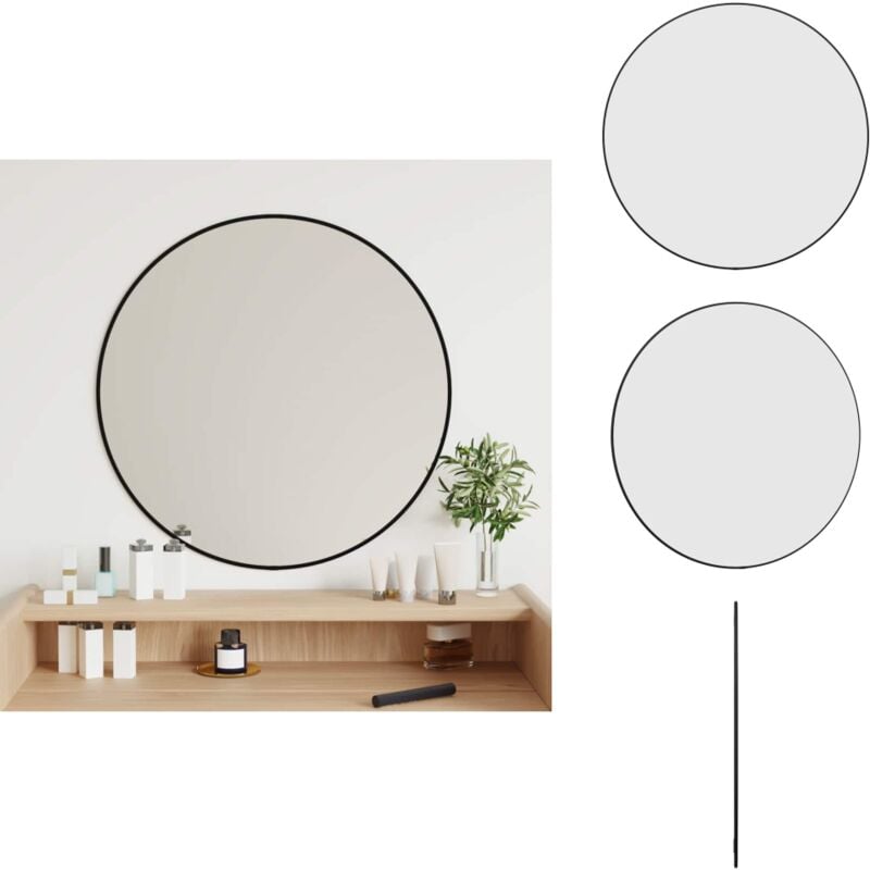 Vidaxl - Miroir mural Noir ø 60 cm Rond - Miroir Mural - Miroir Rond - Miroir Design - Décoration Murale - Miroir Noir