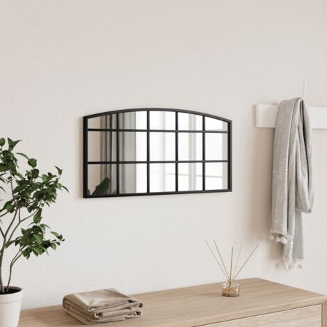 Vidaxl – Miroir mural noir 60x30 cm – Cadre en fer enduit de poudre – Film anti-éclatement – Pour espaces confinés