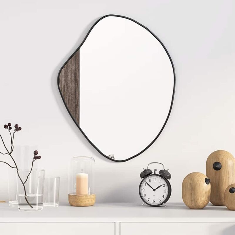 Vidaxl – Miroir mural noir 50x40 cm – Verre et cadre PVC – Épaisseur 4 mm – Pour espaces restreints et décoration intérieure