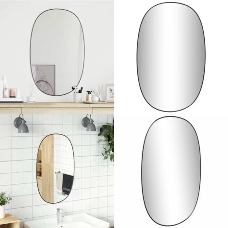 Miroir mural Noir 80x50 cm - Miroir de toilette - Miroir cosmétique