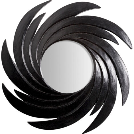 Miroir mural noir en bois d'acacia style art déco élégant - Noir bois naturel