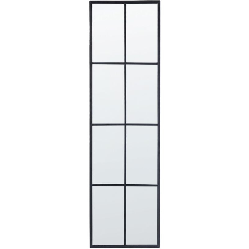 Beliani - Miroir Mural Noir en Métal 38 x 132 cm en Forme de Fenêtre à 8 Carreaux Camon