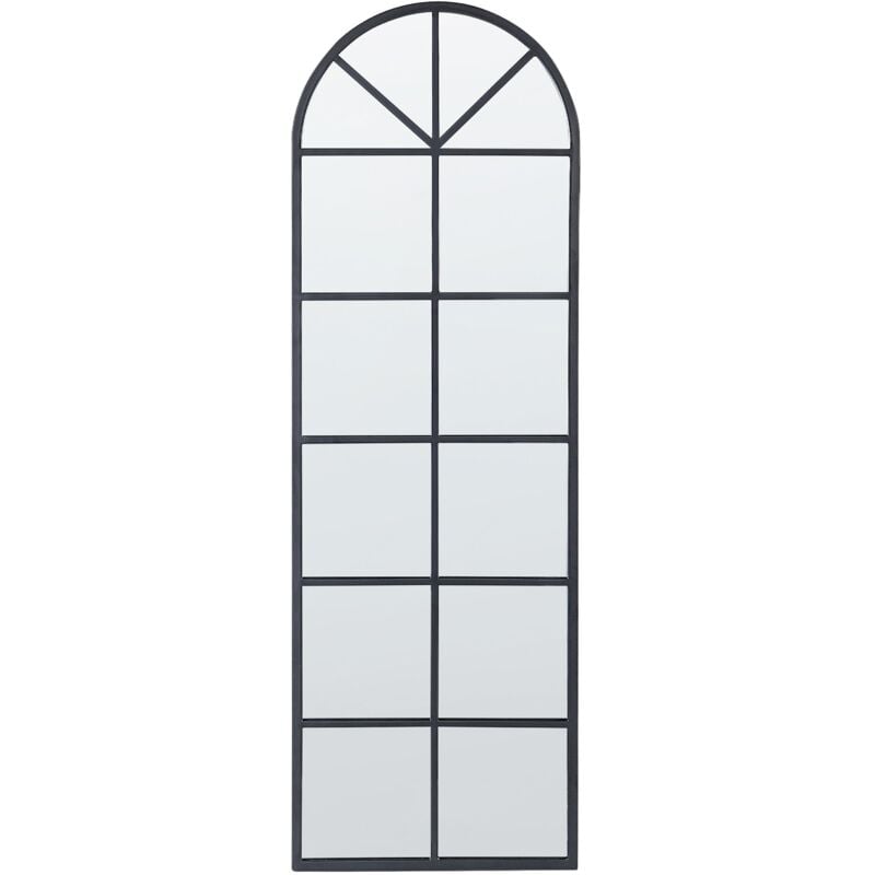 Beliani - Miroir Mural Noir en Métal 40 x 120 cm en Forme de Fenêtre à Demi Rond Brouage