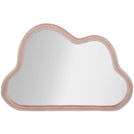 Miroir mural nuage en velours rose 90 x 4 x 60 cm