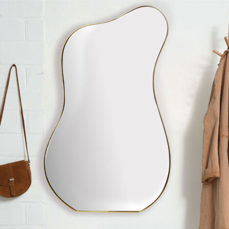 Miroir mural organique 60x100 cm en métal doré