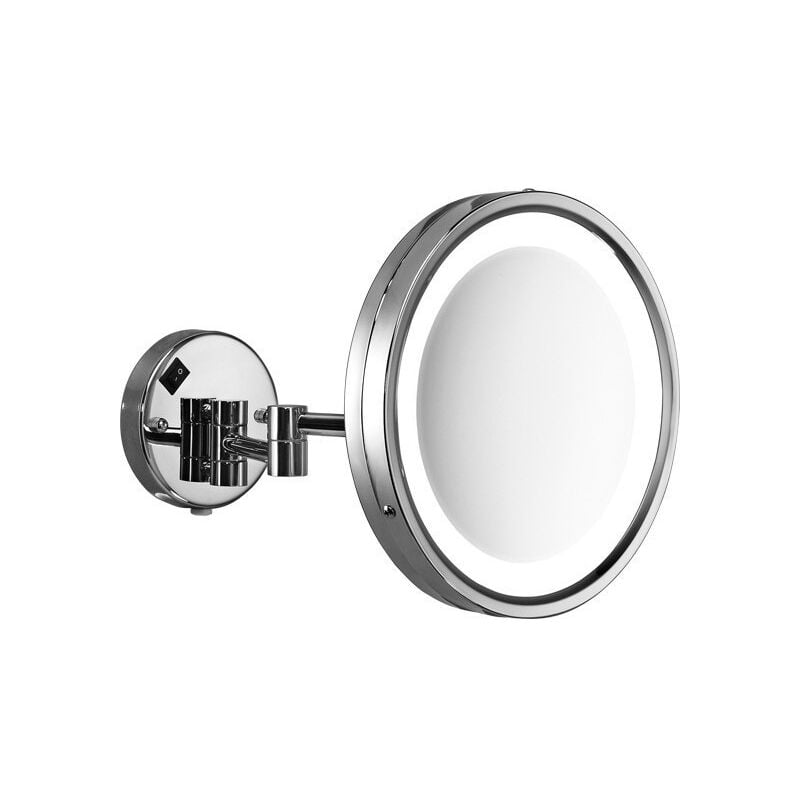 Miroir Grossissant Mural et Orientable Gedy Vincent avec Éclairage led Chromé - 2118
