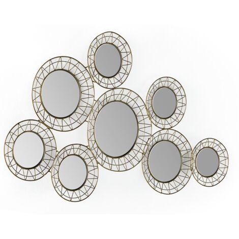 Miroir mural original en métal doré CIRKO - L 121 x H 45cm