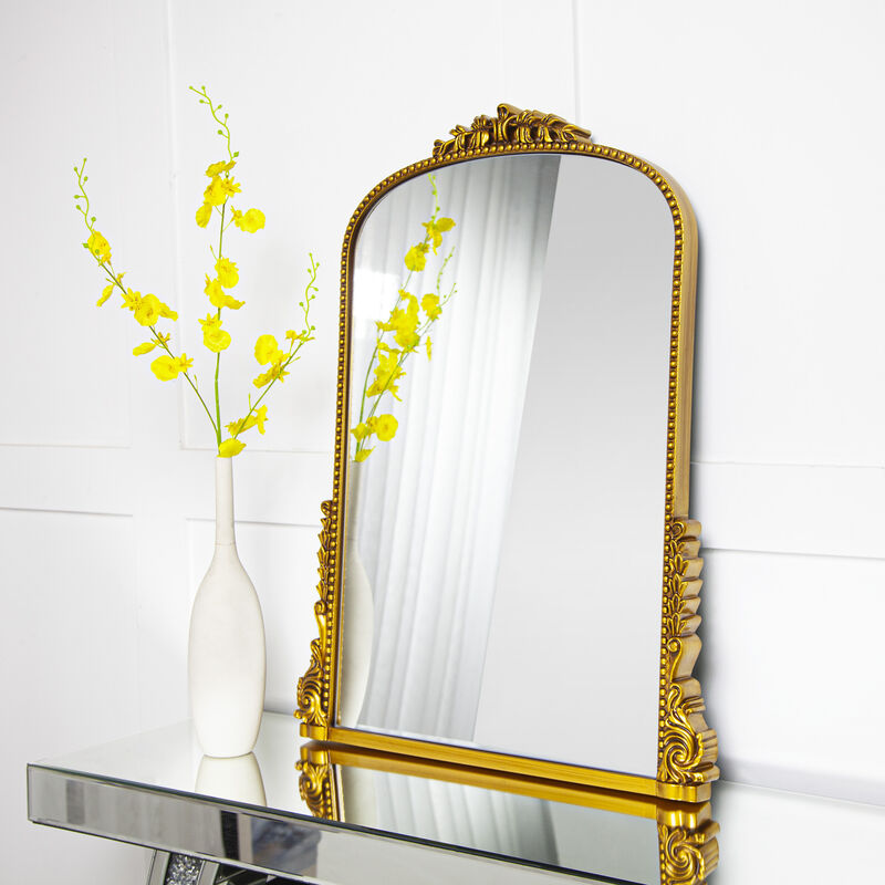 Shyfoy - Miroir mural , miroir decoration murale,miroirs de salle de bain décoratifs, miroir or traditionnel élégant, 80 x 60 cm - gold