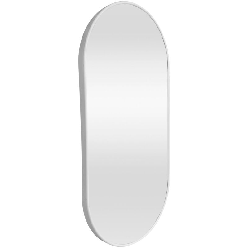 Miroir mural ovale 40 x 80 cm blanc mat