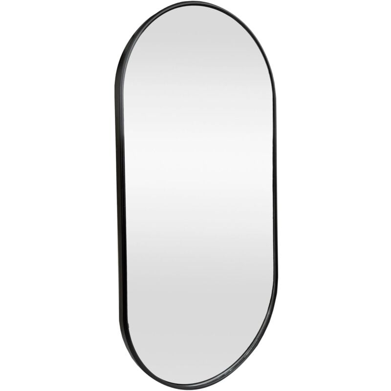 Miroir mural ovale 40 x 80 cm noir mat