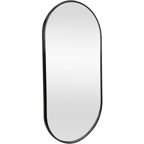 Miroir mural ovale 40 x 80 cm noir mat