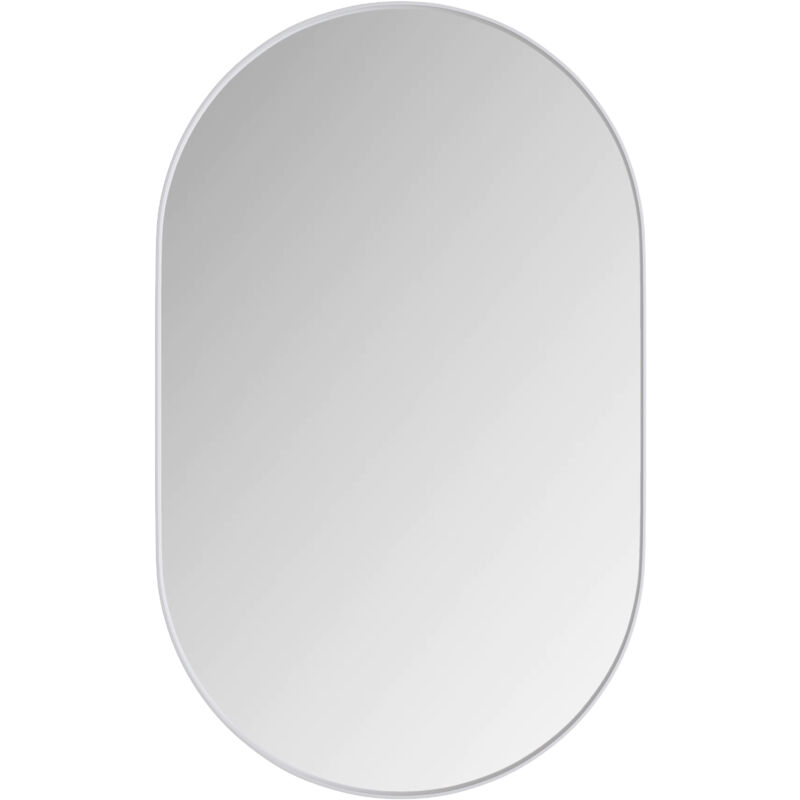 Miroir mural ovale élégant avec armoire encastrée en métal pour salle de bains, blanc