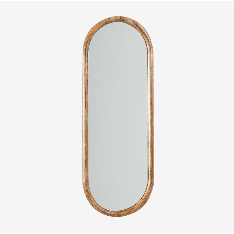 Sklum - Miroir mural ovale en bois de manguier Munya 30 x 80 cm