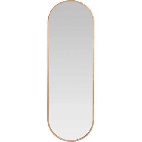 Miroir mural ovale en bois de pin finition vernis marron - Bois naturel vernis marron