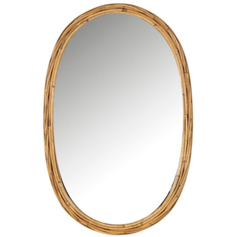 Miroir Mural Ovale en Rotin "Avocado" 95cm Naturel